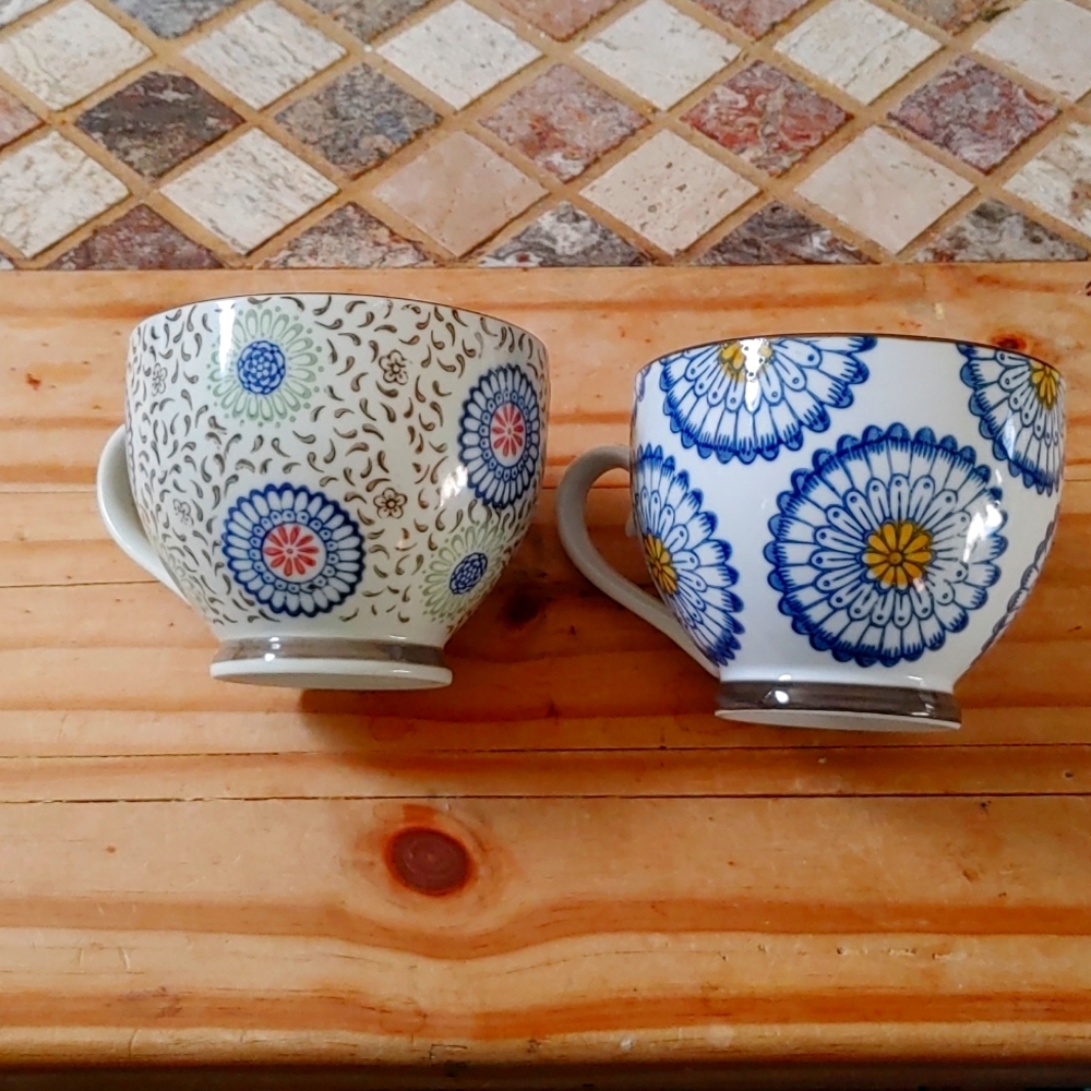Unique hand painted soup cups